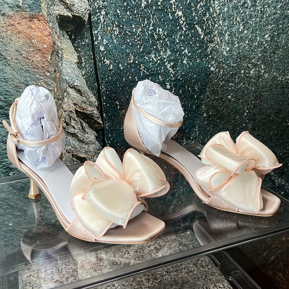 Badgley Mischka Nelly Mesh Bow Ankle Strap Sandal - Blush - Picture 8 of 11